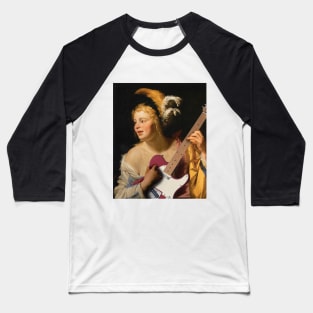 Girl with Guitar - Moody Maximalism Oil Painting Baseball T-Shirt